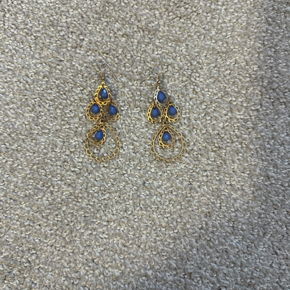 Elegant Gold and Blue Earrings